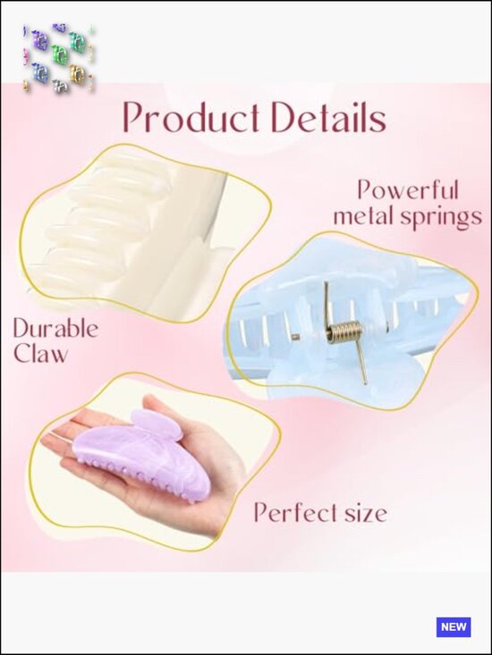 12 Pack Large Acrylic Hair Claw Clips Non-Slip Hold for Thick or Thin Hair main image 5